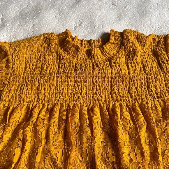 Kate & Mallory Mustard Yellow Lace Blouse with Ruffles-Size 2X - Picture 13 of 16